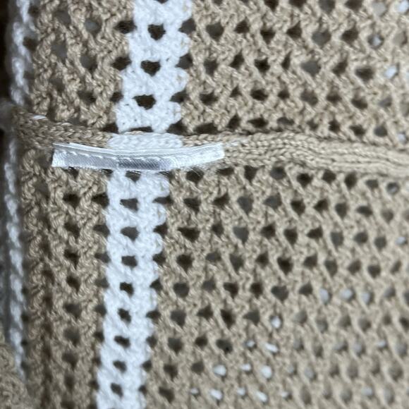 Gap Womens Preppy Nautical Striped Cotton Sweater Tan XS Sheer Coastal Beach - Picture 4 of 5